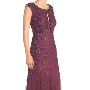 Adrienne Pappel Beaded Gown - Casis - Sz 14 - NWT - gorgeous details!